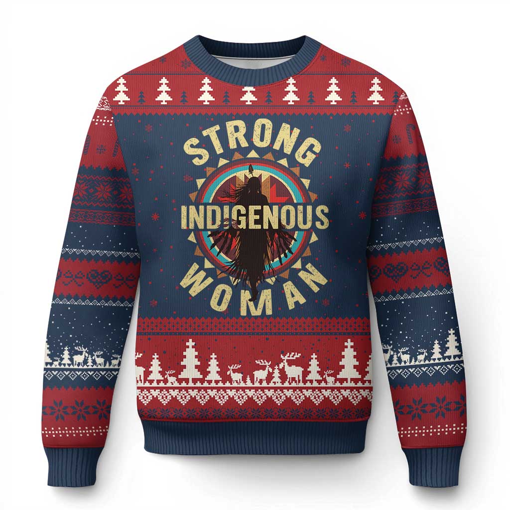 Strong Indigenous Woman Empowerment Ugly Christmas Sweater Native American - Wonder Print Shop