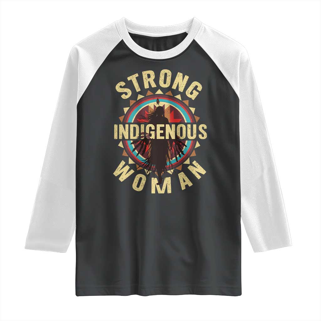 Strong Indigenous Woman Empowerment Raglan Shirt Native American - Wonder Print Shop