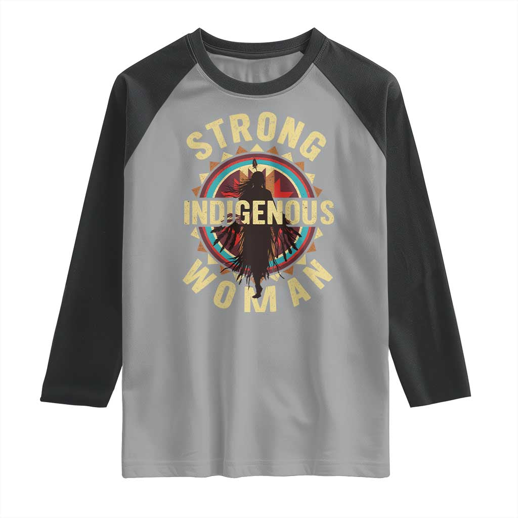 Strong Indigenous Woman Empowerment Raglan Shirt Native American - Wonder Print Shop