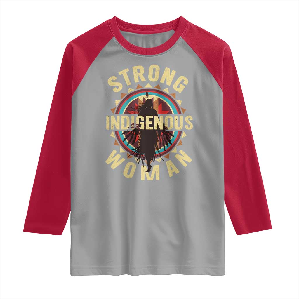 Strong Indigenous Woman Empowerment Raglan Shirt Native American - Wonder Print Shop