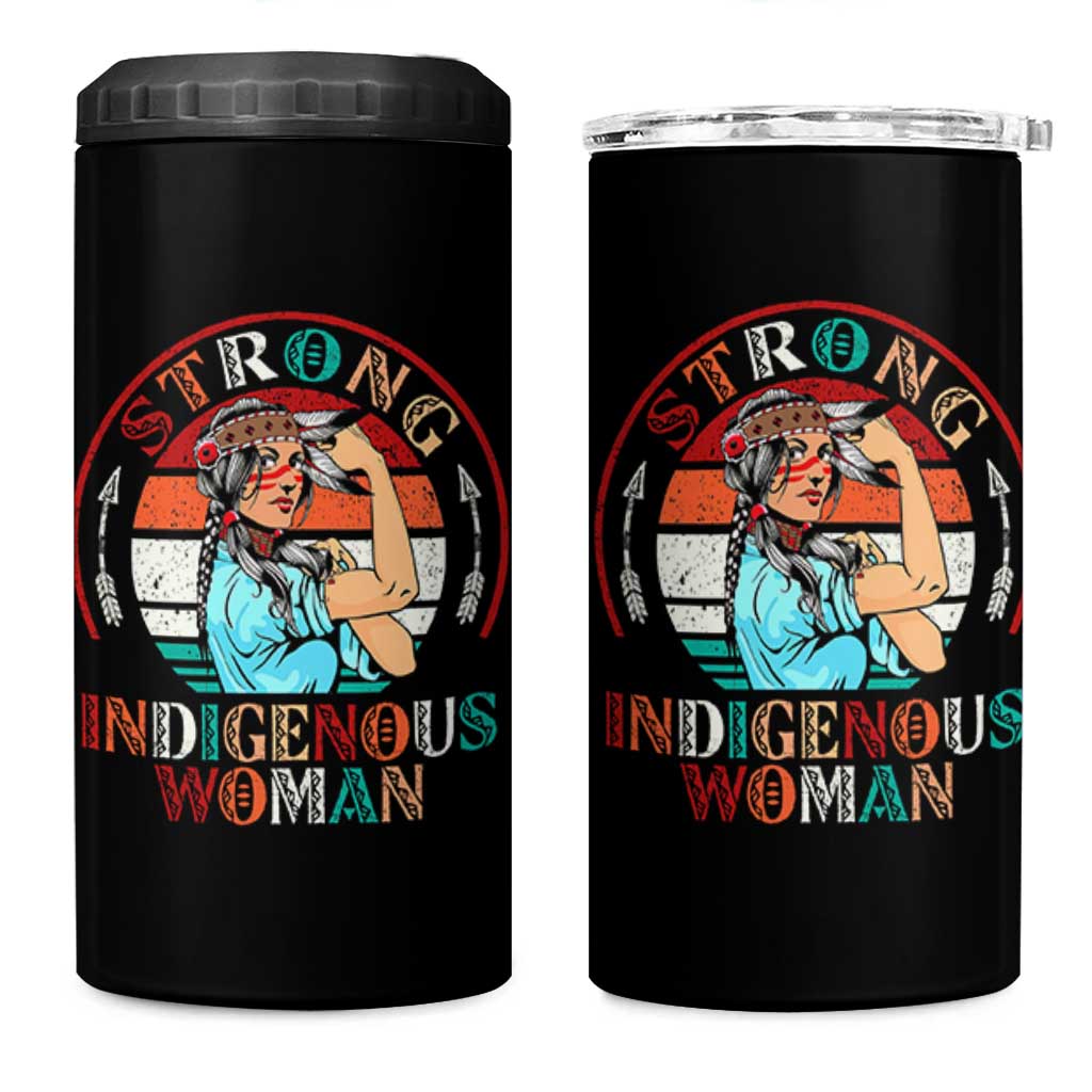 Strong Indigenous Woman MMIW Awareness 4 in 1 Can Cooler Tumbler Native American - Wonder Print Shop