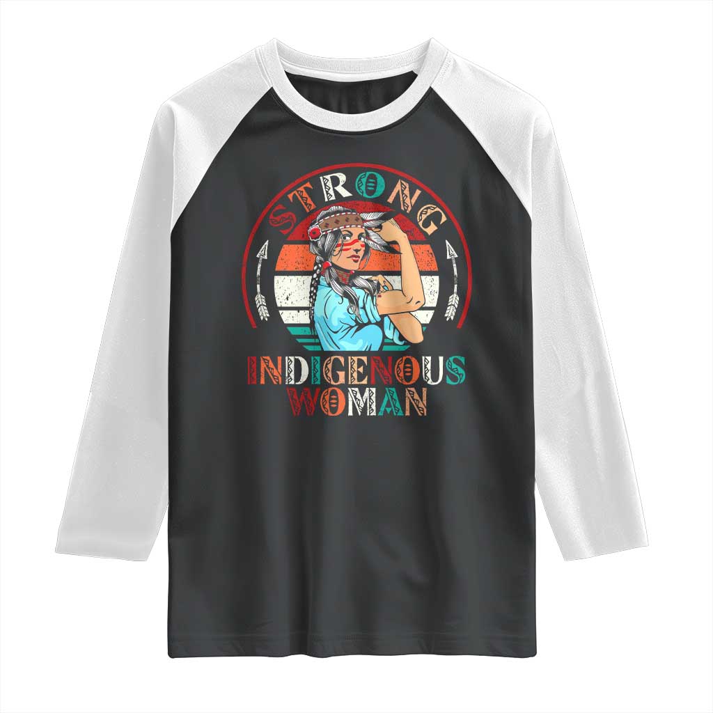 Strong Indigenous Woman MMIW Awareness Raglan Shirt Native American - Wonder Print Shop