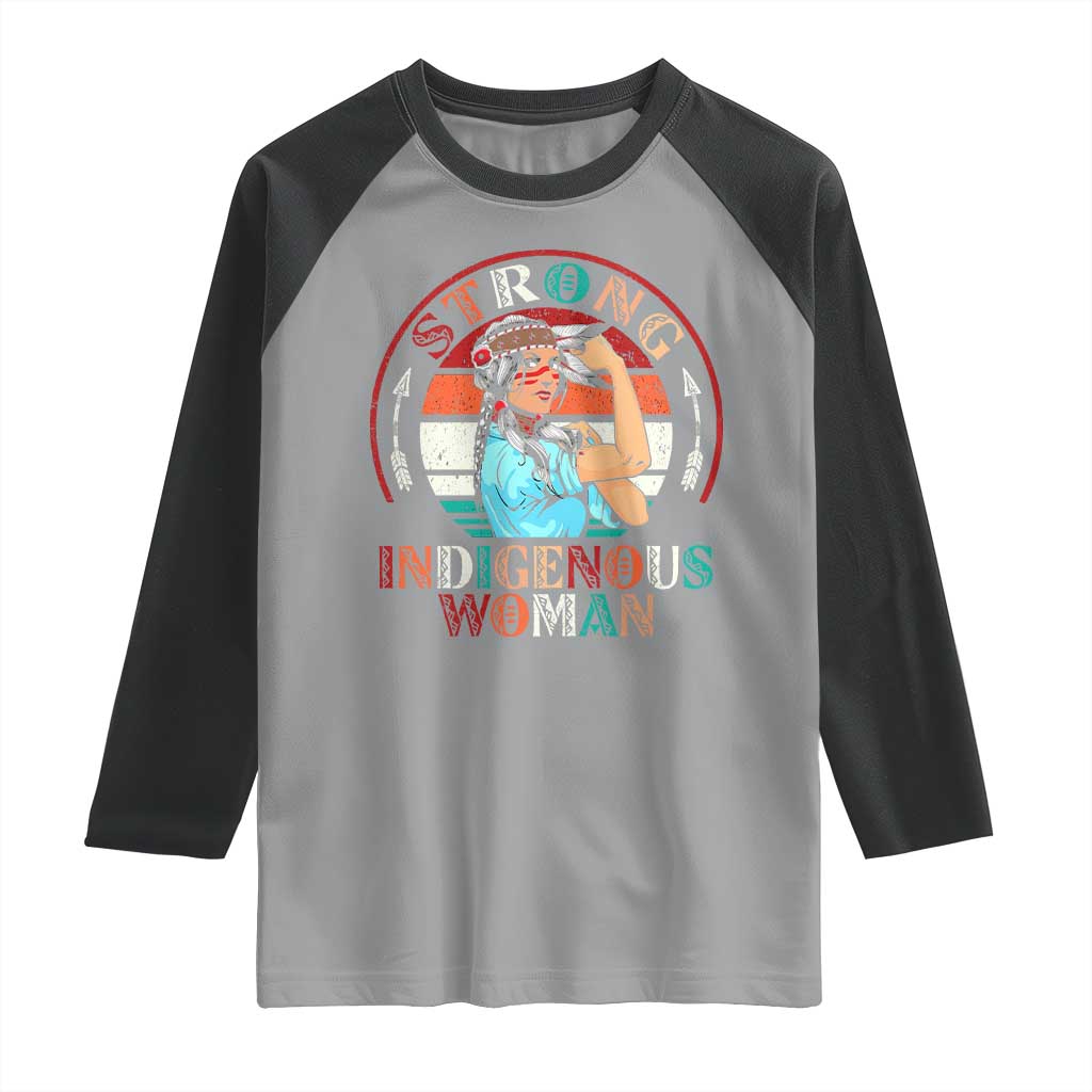 Strong Indigenous Woman MMIW Awareness Raglan Shirt Native American - Wonder Print Shop