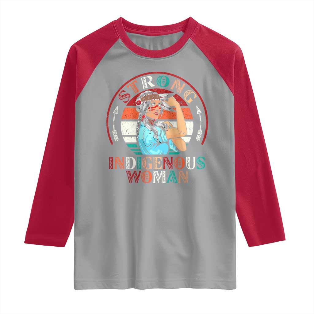 Strong Indigenous Woman MMIW Awareness Raglan Shirt Native American - Wonder Print Shop