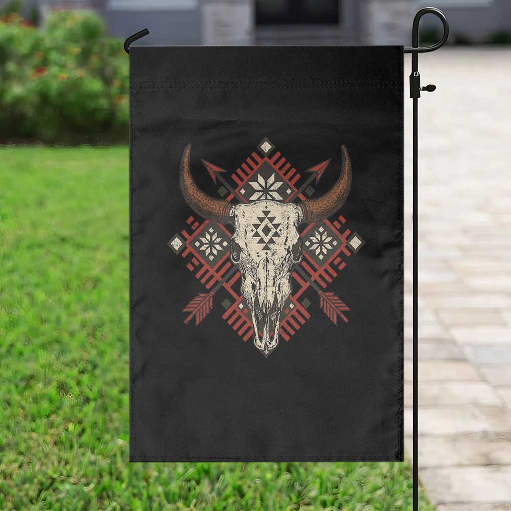 Native American Longhorn Bull Skull Tribal Arrows Garden Flag - Wonder Print Shop