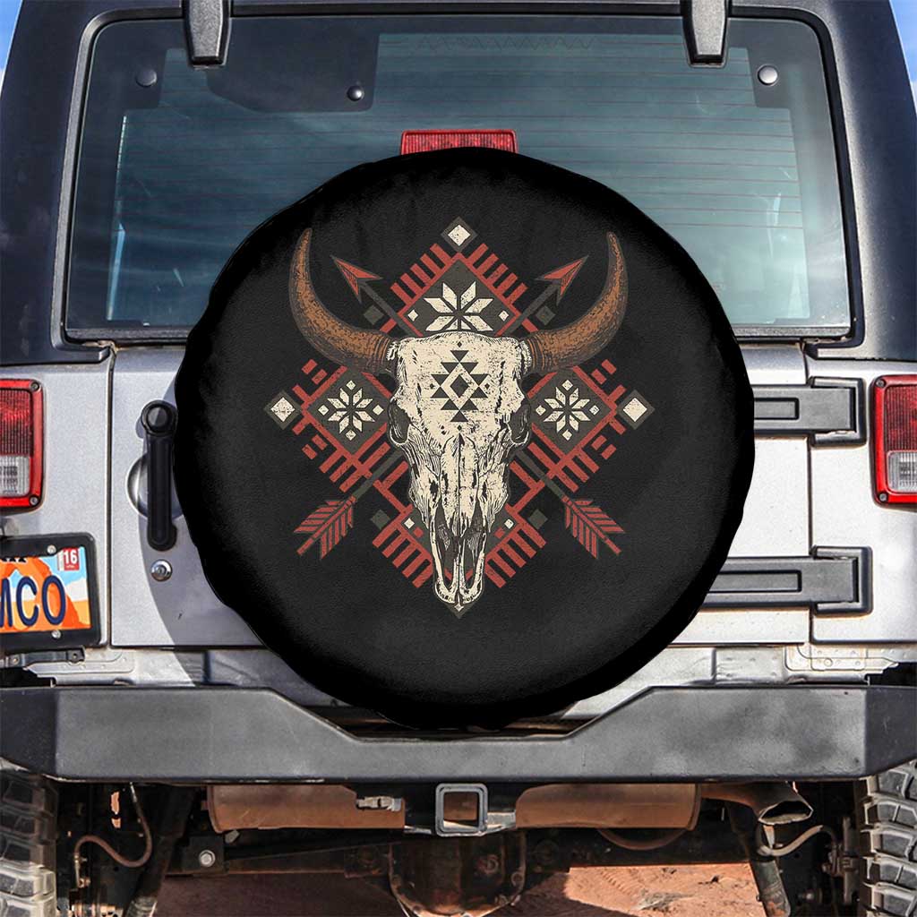 Native American Longhorn Bull Skull Tribal Arrows Spare Tire Cover - Wonder Print Shop