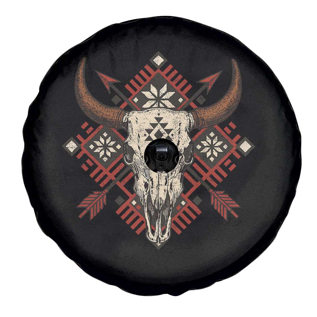 Native American Longhorn Bull Skull Tribal Arrows Spare Tire Cover - Wonder Print Shop