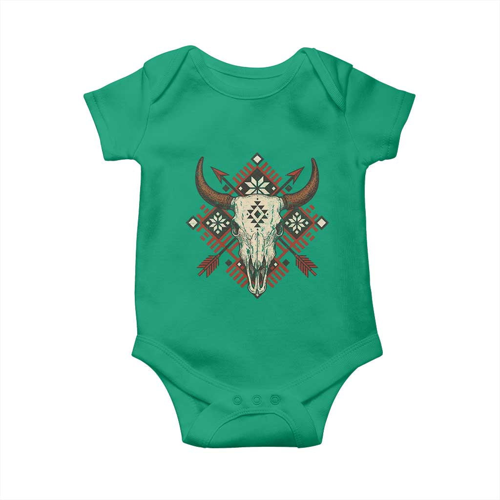 Native American Longhorn Bull Skull Tribal Arrows Baby Onesie - Wonder Print Shop