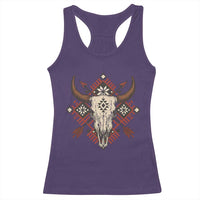 Native American Longhorn Bull Skull Tribal Arrows Racerback Tank Top - Wonder Print Shop