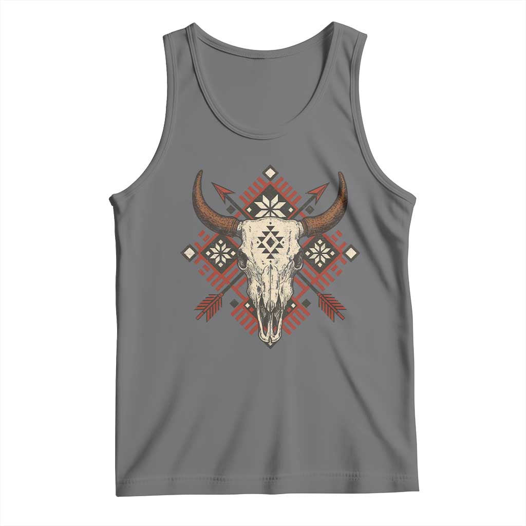 Native American Longhorn Bull Skull Tribal Arrows Tank Top - Wonder Print Shop