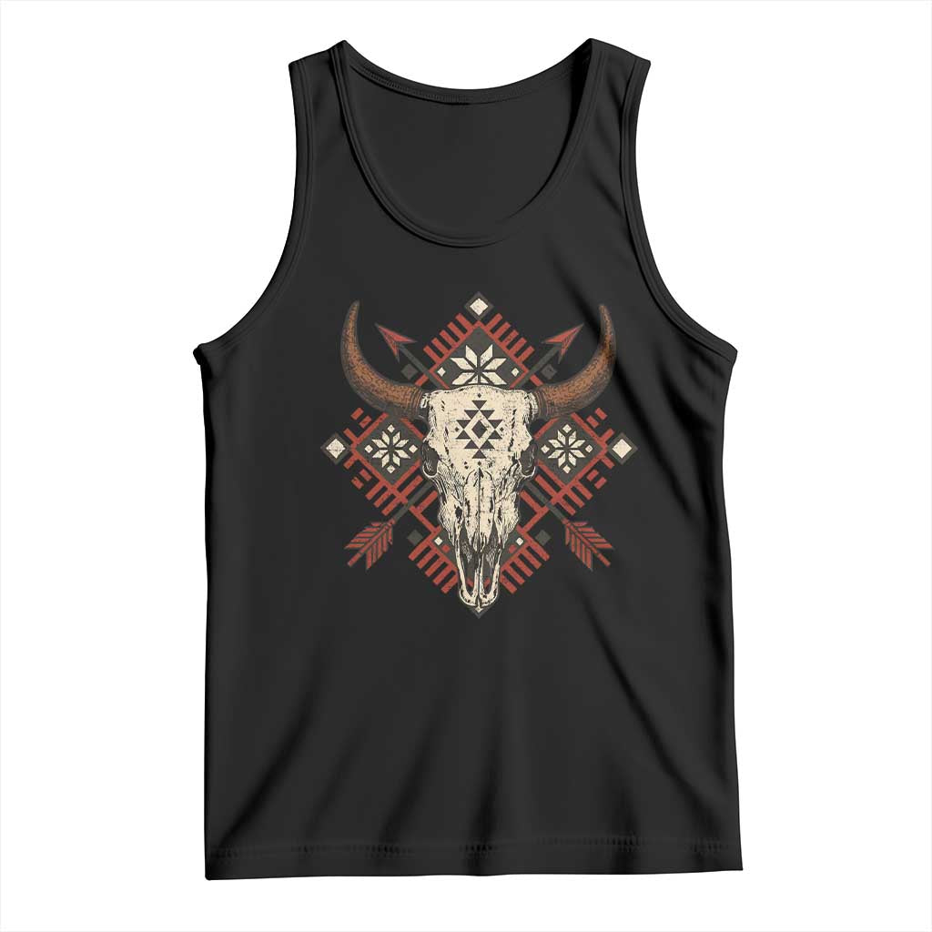 Native American Longhorn Bull Skull Tribal Arrows Tank Top - Wonder Print Shop