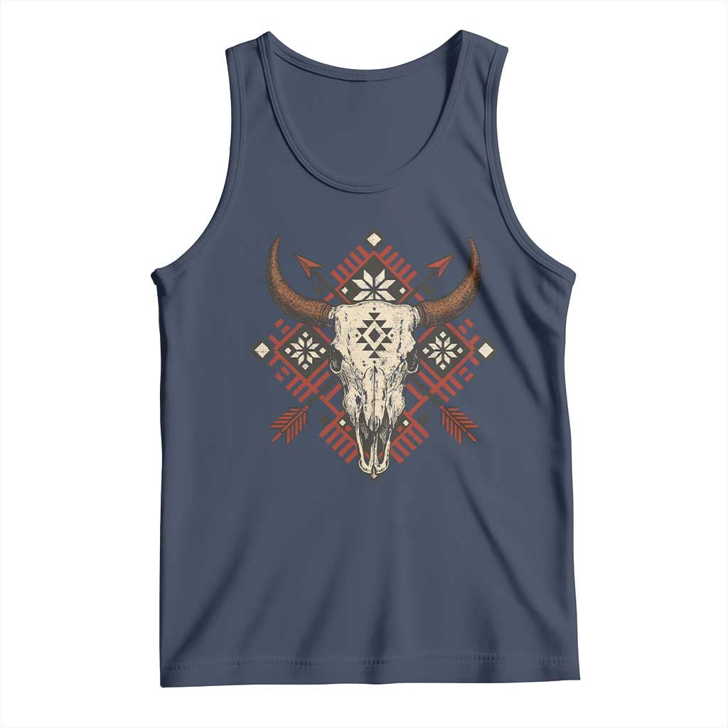 Native American Longhorn Bull Skull Tribal Arrows Tank Top - Wonder Print Shop