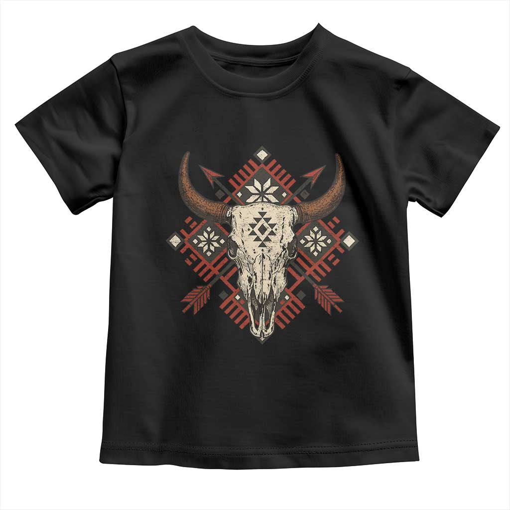Native American Longhorn Bull Skull Tribal Arrows Toddler T Shirt - Wonder Print Shop
