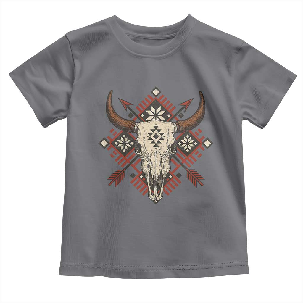 Native American Longhorn Bull Skull Tribal Arrows Toddler T Shirt - Wonder Print Shop