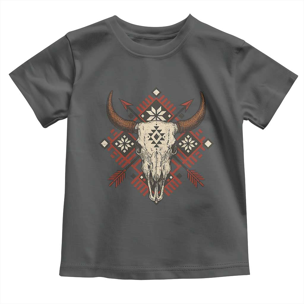 Native American Longhorn Bull Skull Tribal Arrows Toddler T Shirt - Wonder Print Shop