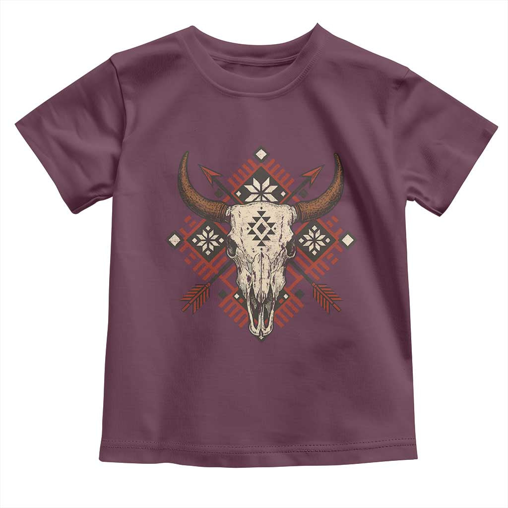 Native American Longhorn Bull Skull Tribal Arrows Toddler T Shirt - Wonder Print Shop