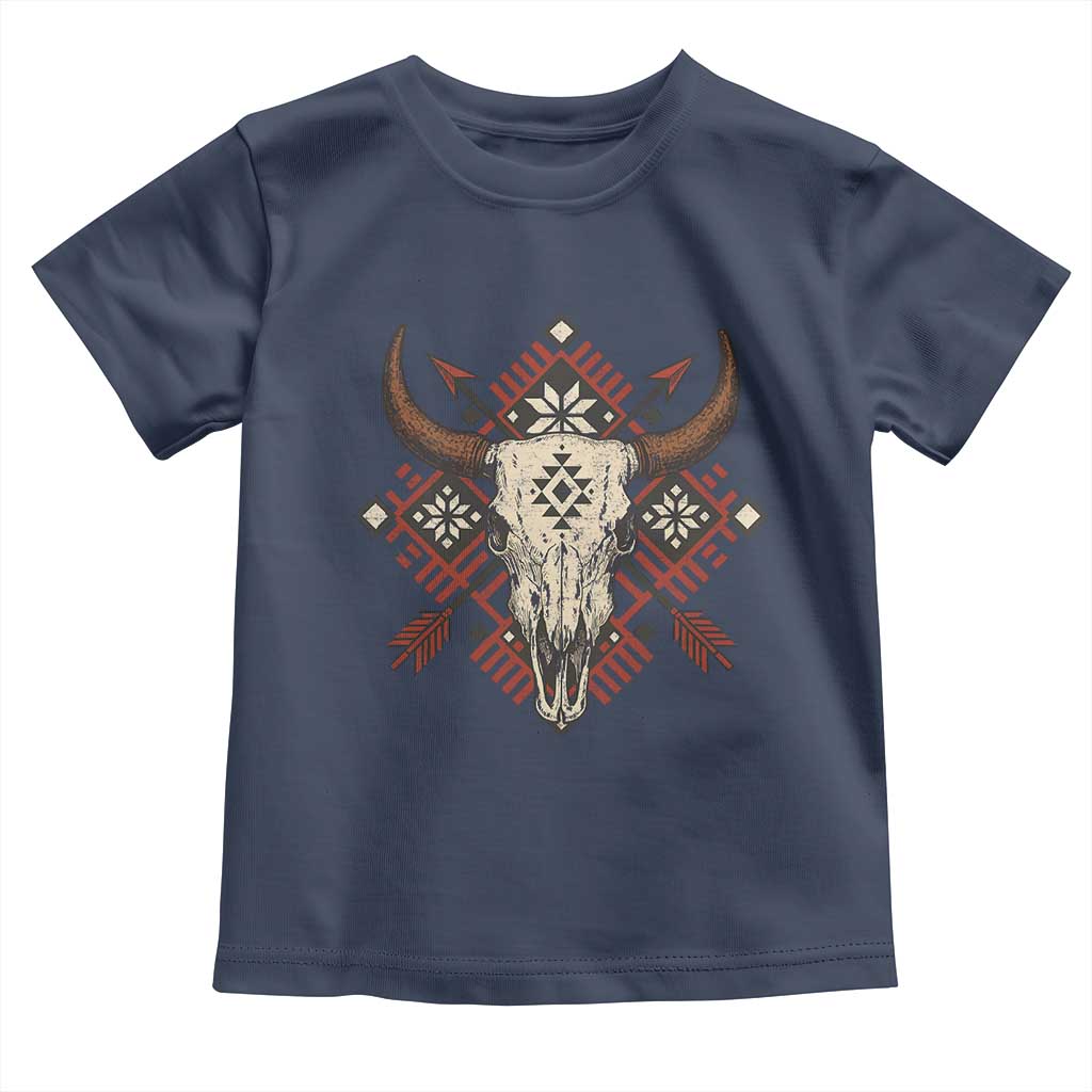 Native American Longhorn Bull Skull Tribal Arrows Toddler T Shirt - Wonder Print Shop