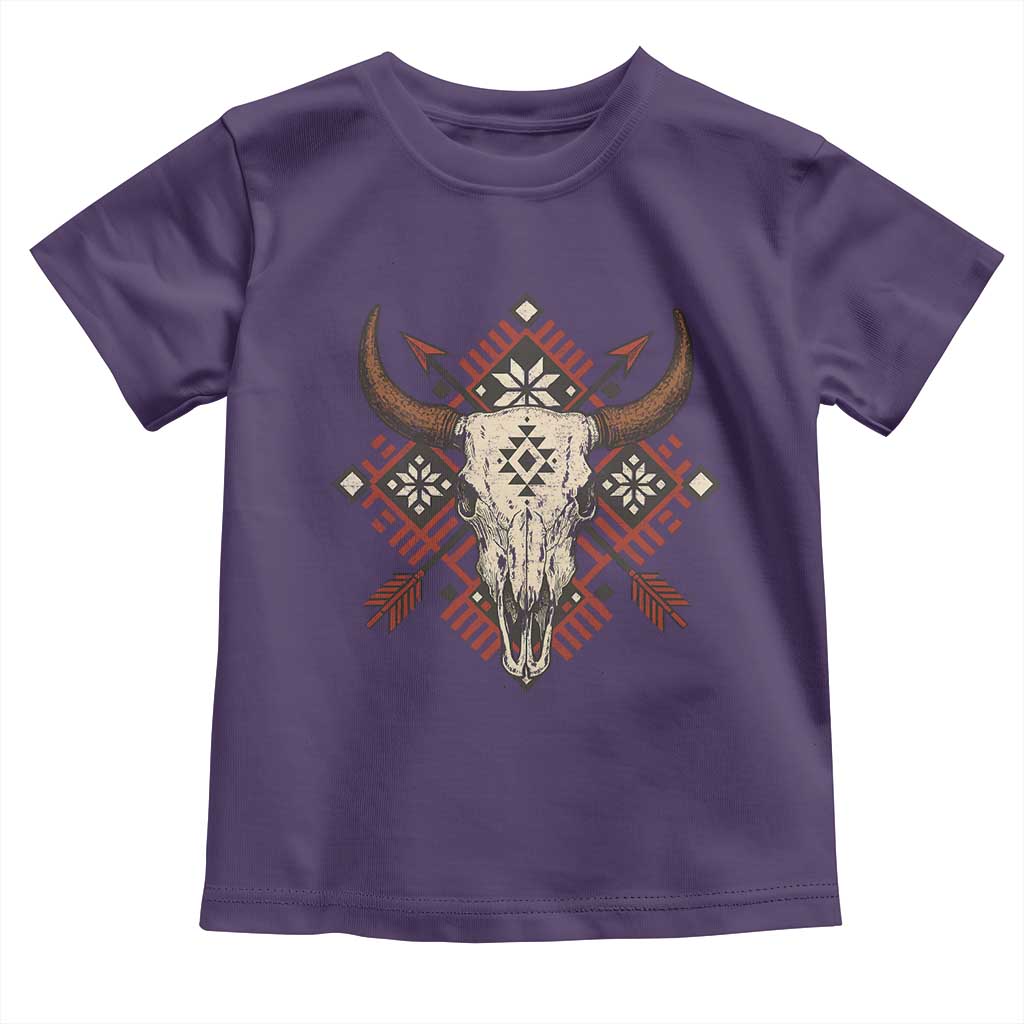 Native American Longhorn Bull Skull Tribal Arrows Toddler T Shirt - Wonder Print Shop