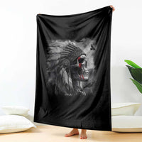 Native American Indian Chief Skull Headdress Crow Throw Blanket - Wonder Print Shop