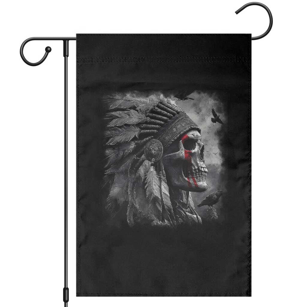 Native American Indian Chief Skull Headdress Crow Garden Flag - Wonder Print Shop