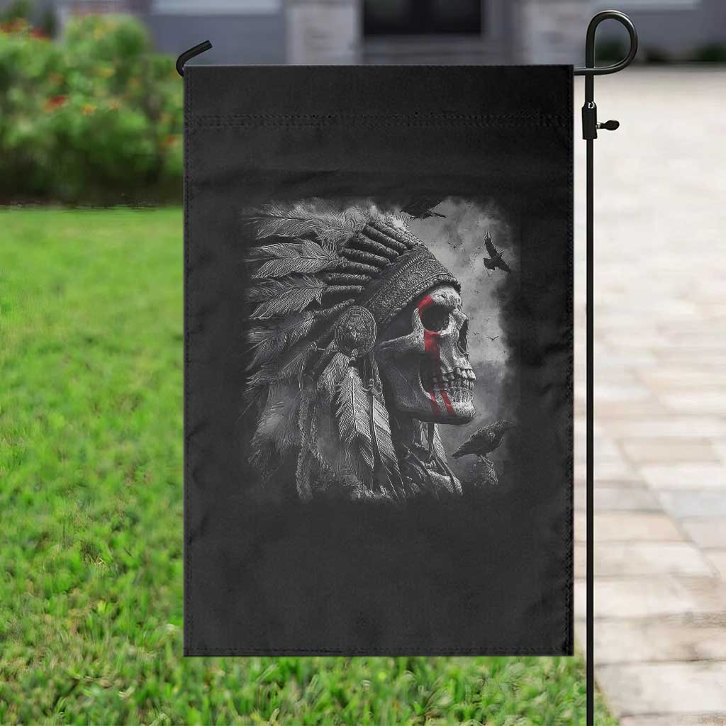 Native American Indian Chief Skull Headdress Crow Garden Flag - Wonder Print Shop