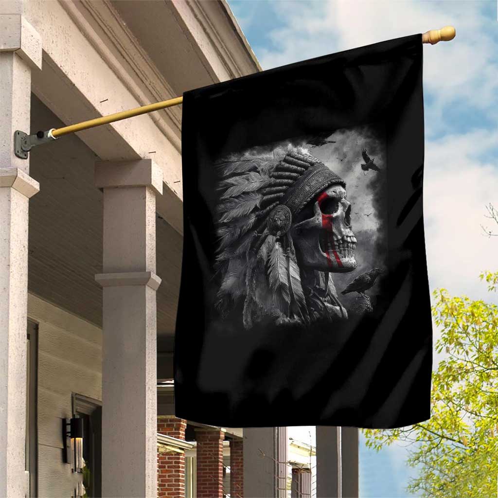 Native American Indian Chief Skull Headdress Crow Garden Flag - Wonder Print Shop