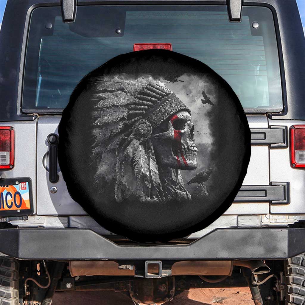 Native American Indian Chief Skull Headdress Crow Spare Tire Cover - Wonder Print Shop