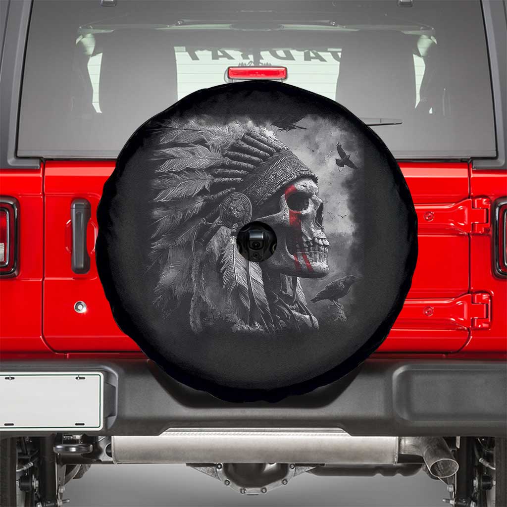 Native American Indian Chief Skull Headdress Crow Spare Tire Cover - Wonder Print Shop