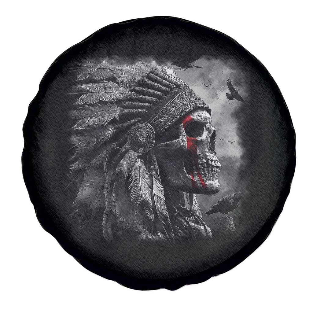 Native American Indian Chief Skull Headdress Crow Spare Tire Cover - Wonder Print Shop