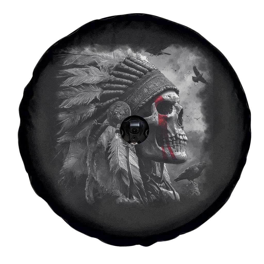 Native American Indian Chief Skull Headdress Crow Spare Tire Cover - Wonder Print Shop