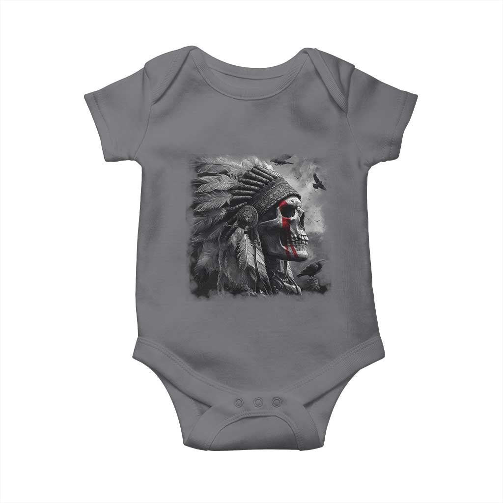 Native American Indian Chief Skull Headdress Crow Baby Onesie - Wonder Print Shop