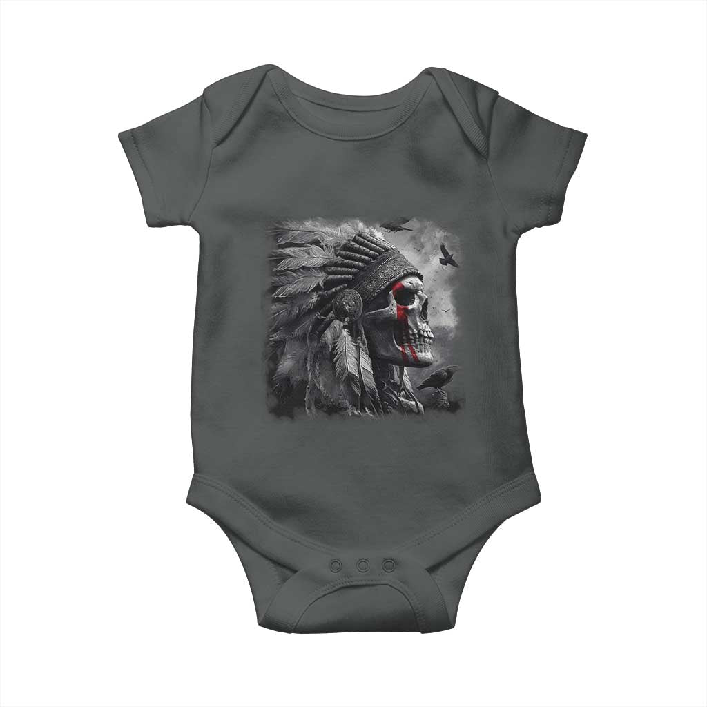 Native American Indian Chief Skull Headdress Crow Baby Onesie - Wonder Print Shop