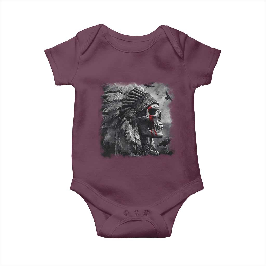 Native American Indian Chief Skull Headdress Crow Baby Onesie - Wonder Print Shop