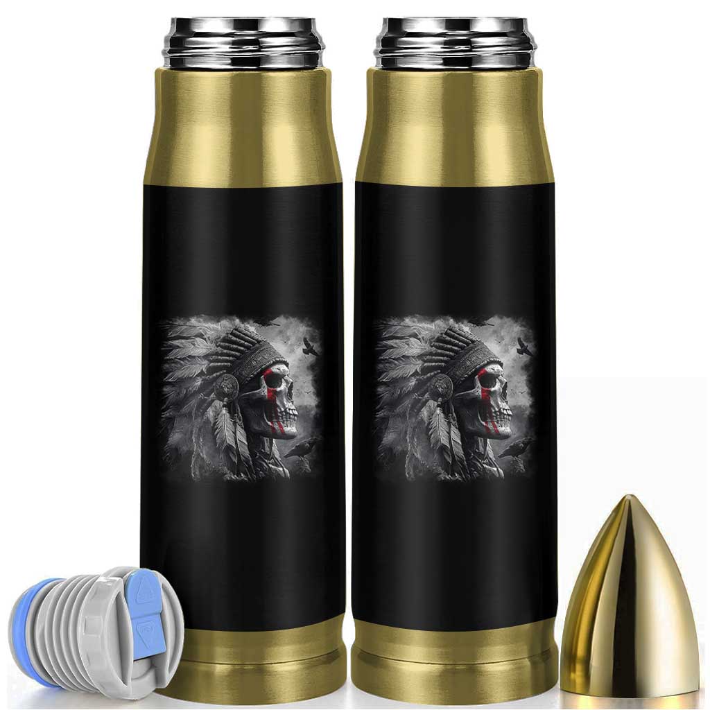 Native American Indian Chief Skull Headdress Crow Bullet Tumbler - Wonder Print Shop