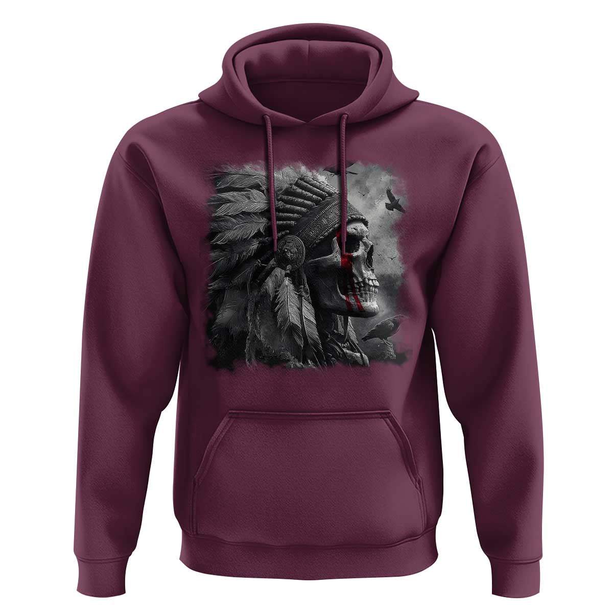 Native American Indian Chief Skull Headdress Crow Hoodie - Wonder Print Shop