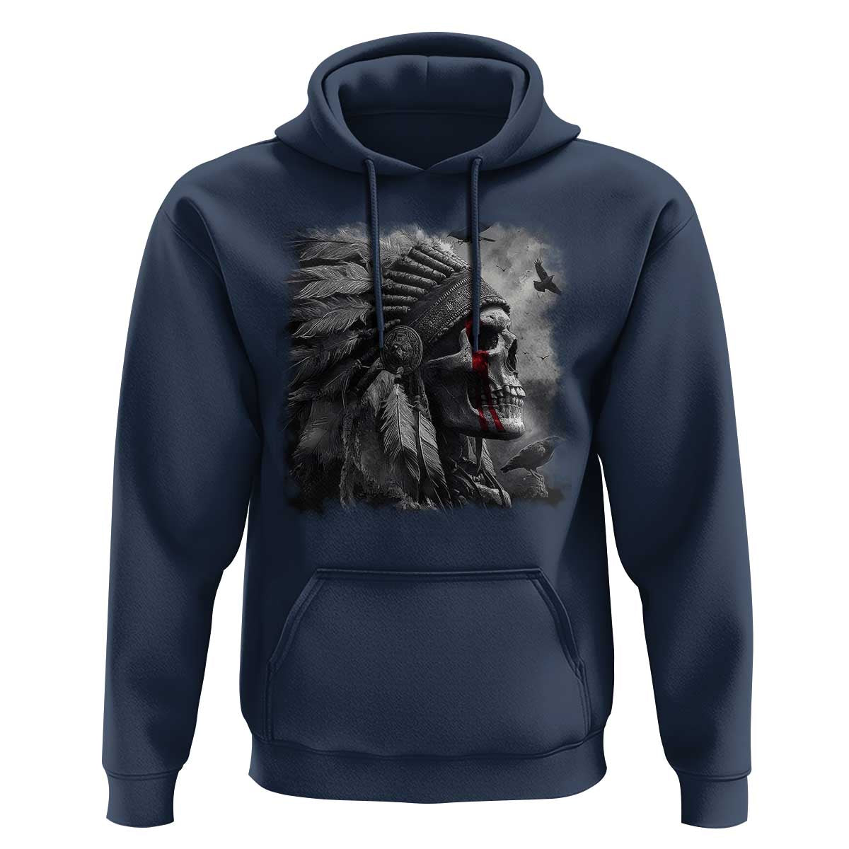 Native American Indian Chief Skull Headdress Crow Hoodie - Wonder Print Shop
