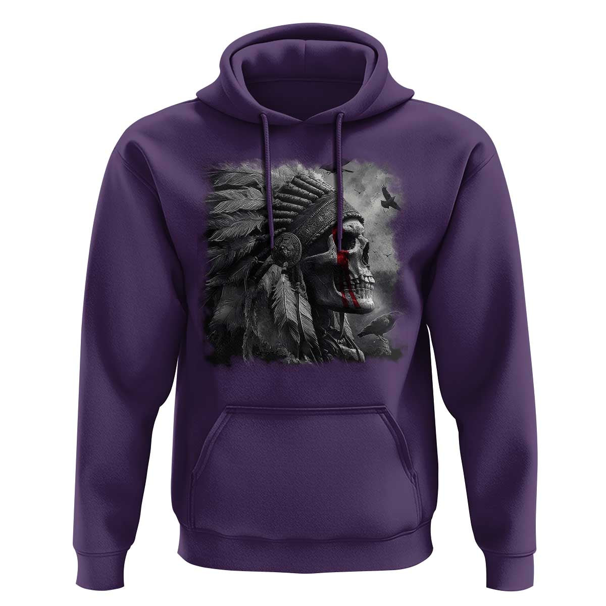 Native American Indian Chief Skull Headdress Crow Hoodie - Wonder Print Shop