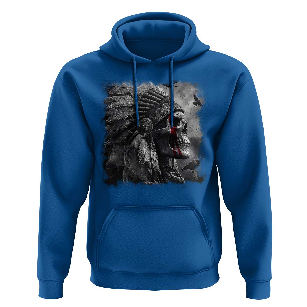 Native American Indian Chief Skull Headdress Crow Hoodie - Wonder Print Shop