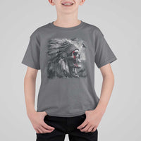 Native American Indian Chief Skull Headdress Crow T Shirt For Kid - Wonder Print Shop