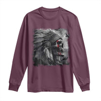 Native American Indian Chief Skull Headdress Crow Long Sleeve Shirt - Wonder Print Shop