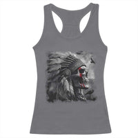 Native American Indian Chief Skull Headdress Crow Racerback Tank Top - Wonder Print Shop
