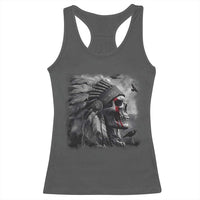 Native American Indian Chief Skull Headdress Crow Racerback Tank Top - Wonder Print Shop
