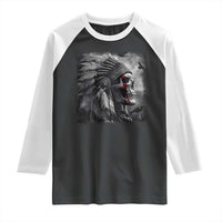 Native American Indian Chief Skull Headdress Crow Raglan Shirt - Wonder Print Shop