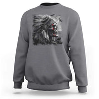 Native American Indian Chief Skull Headdress Crow Sweatshirt - Wonder Print Shop