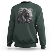 Native American Indian Chief Skull Headdress Crow Sweatshirt - Wonder Print Shop