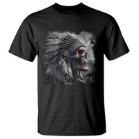 Native American Indian Chief Skull Headdress Crow T Shirt - Wonder Print Shop