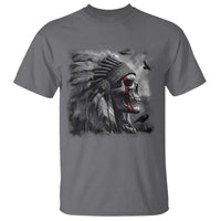 Native American Indian Chief Skull Headdress Crow T Shirt - Wonder Print Shop