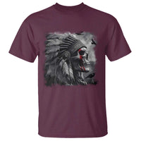 Native American Indian Chief Skull Headdress Crow T Shirt - Wonder Print Shop
