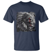 Native American Indian Chief Skull Headdress Crow T Shirt - Wonder Print Shop