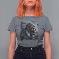 Native American Indian Chief Skull Headdress Crow T Shirt For Women - Wonder Print Shop